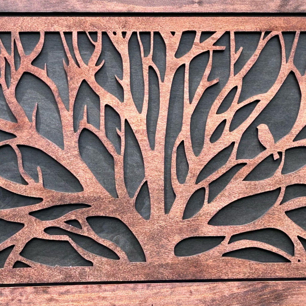 Birds in a Tree Large Gun Concealment Decor - Handcrafted Wooden Gun Cabinets - Gun Shelf Hidden Storage for Rifles, Shotguns, & Handguns - Quick Access Hidden Wall Safe