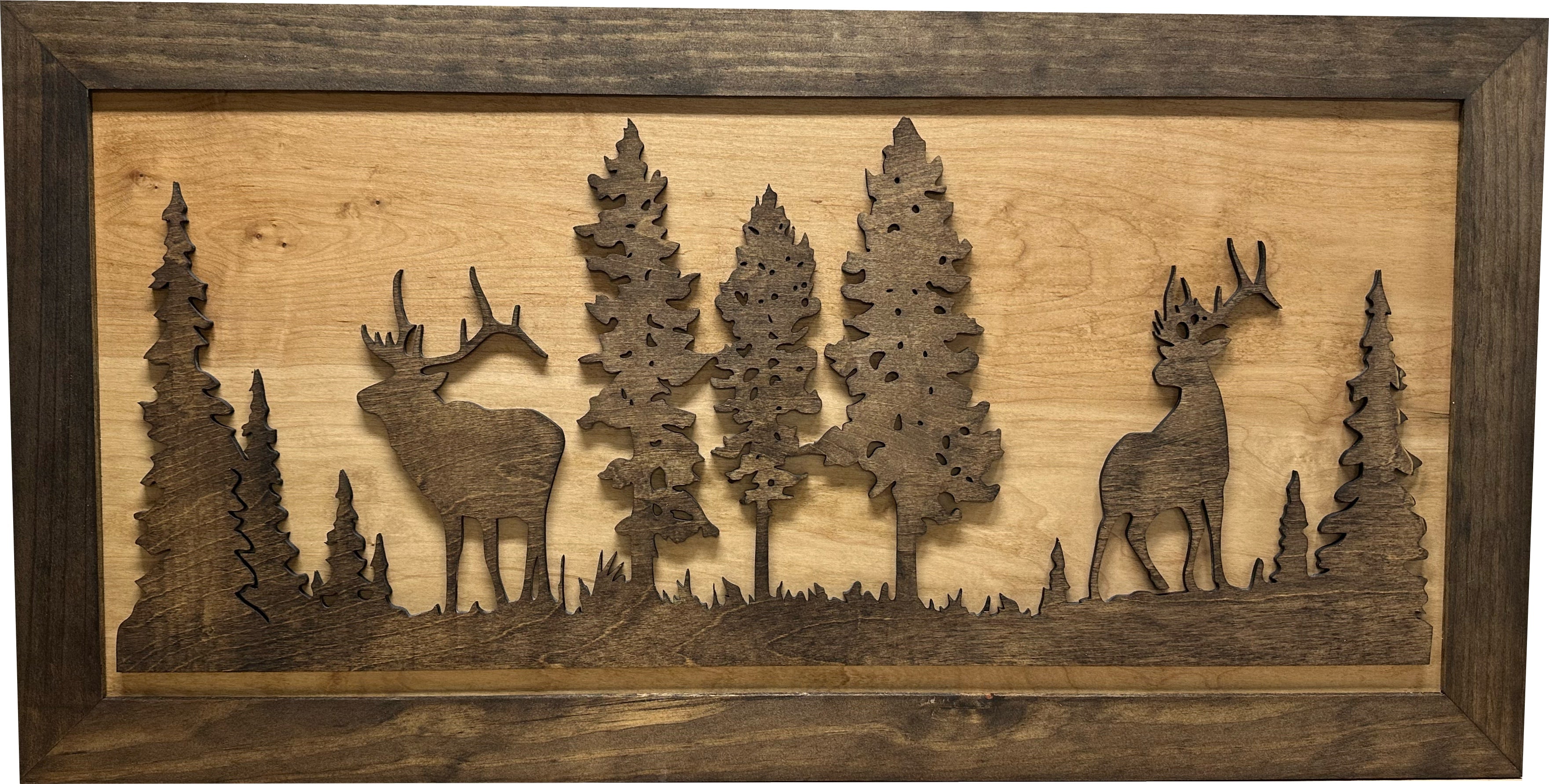 Deer and Elk Gun Concealment Decor - Handcrafted Wooden Gun Cabinets - Gun Shelf Hidden Storage for Rifles, Shotguns, & Handguns - Quick Access Hidden Wall Safe (Extra Large)
