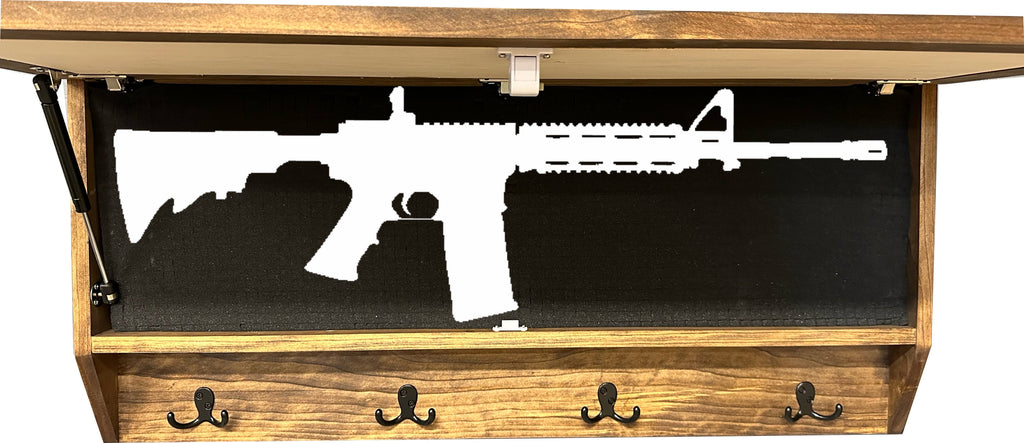 Wolf in the Wild Hidden Gun Storage - Coat Rack Concealment Shelf with Hooks for Coats, Bags, & Hats - Quick Access Hidden Gun Shelf - Secure Magnetic Lock